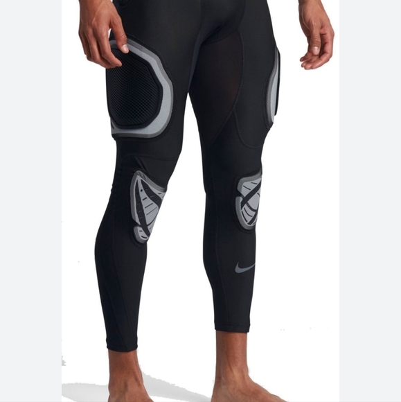 NIKE Hyperstrong padded 3/4 black gray tights Football pads sz M - Picture 2 of 7